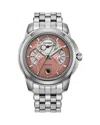 Citizen Men's Classic Calendrier Silver-tone Stainless Steel Bracelet Watch 41.8mm In Pink/silver