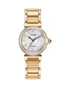 Citizen Eco Drive Classic Mae Watch, 26mm In White/rose Gold