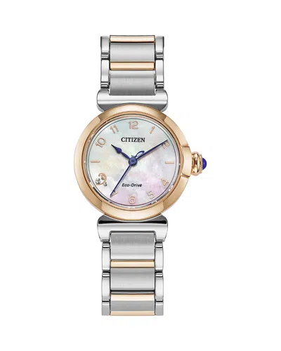 Citizen Eco Drive Classic Mae Watch, 26mm In White/two Tone