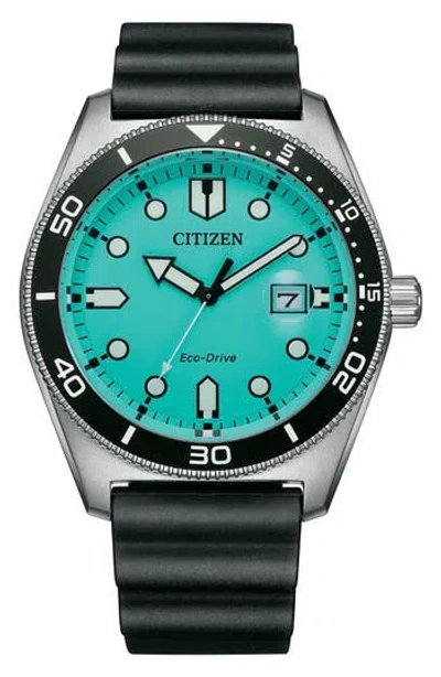Citizen Eco Drive Classic Sport Silicone Strap Watch, 43mm In Black