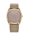 Citizen Eco-drive Unisex Beige Leather Strap Watch 38mm In Pink/beige