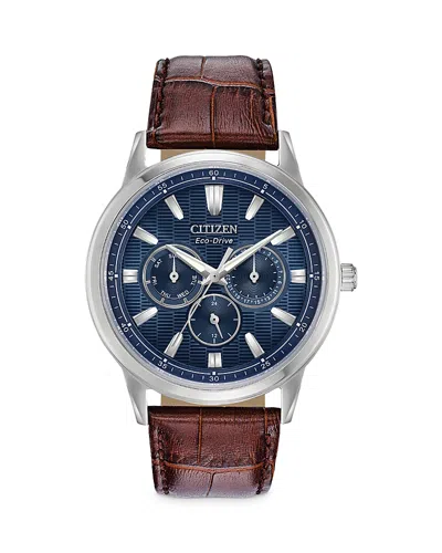 Citizen Eco-drive Corso Chronograph, 44mm In Navy/brown
