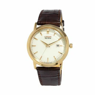 Pre-owned Citizen Eco-drive Corso Quartz Mens Watch, Stainless Steel With Leather Strap