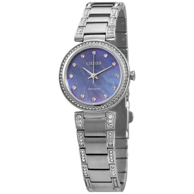 Citizen Eco-drive Crystal Blue Mother Of Pearl Dial Ladies Watch Em0840-59n