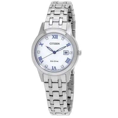 Citizen Eco-drive Crystal White Dial Ladies Watch Fe1240-81a In Neutral