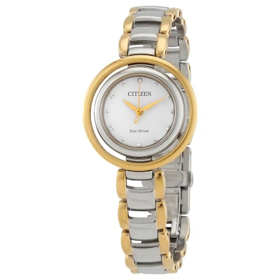 Citizen Eco-drive Diamond White Dial Ladies Watch Em0664-84a In Gray