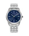 Citizen Womens Silver Tone Stainless Steel Bracelet Watch Fe7090-55l In Blue/silver