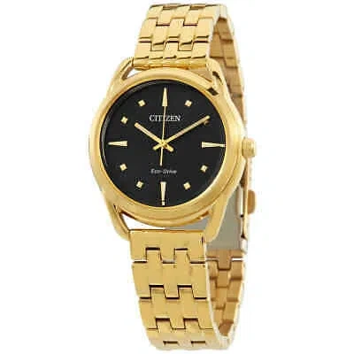Pre-owned Citizen Eco-drive Dress Classics Black Dial Ladies Watch Fe7092-50e
