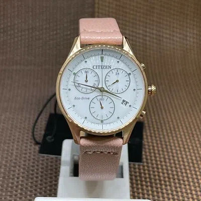 Pre-owned Citizen Eco Drive Fb1443-08a Chandler Chrono Blush Leather Ladies' Watch