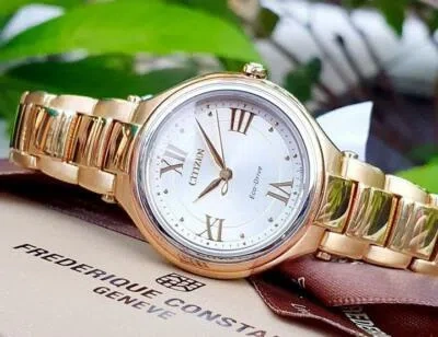 Pre-owned Citizen Eco-drive Fe2043-52a Gold Tone Stainless Steel Analog Ladies' Watch
