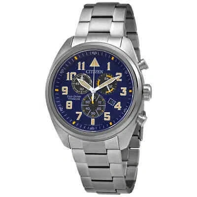 Pre-owned Citizen Eco-drive Garrison Chronograph Blue Dial Men's Watch At2480-57l