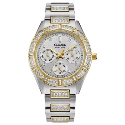 Pre-owned Citizen Eco-drive Gemmed Stainless Women's Quartz Watch - Fd2074-55a