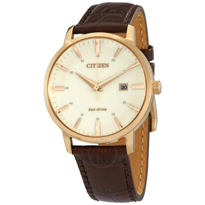 Citizen Eco-drive Gold Dial Brown Leather Men's Watch Bm7463-12a In Brown / Gold / Gold Tone