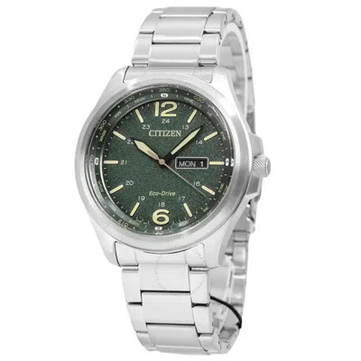 Citizen Eco-drive Green Dial Men's Watch Aw0110-82x In Metallic