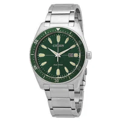 Pre-owned Citizen Eco-drive Green Dial Men's Watch Aw1598-70x
