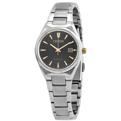 Citizen Eco-drive Grey Dial Ladies Watch Ew1970-55h In Gold Tone / Grey