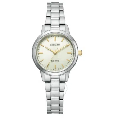 Citizen Eco-drive Light Gold Dial Ladies Watch Em0930-58p In Silver Tone/gold Tone