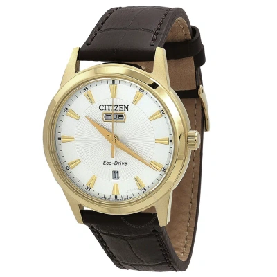 Citizen Eco-drive Light Ivory Dial Men's Watch Aw0102-13a In Brown / Gold Tone / Ivory