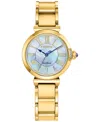 Citizen Eco-drive Mae Women's Diamond Accent Gold-tone Stainless Steel Bracelet Watch 30mm In Gold-tone