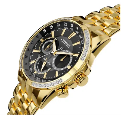 Pre-owned Citizen Eco Drive Man's Calendrier Diamond Gole Tone Watch Bu2082-56e