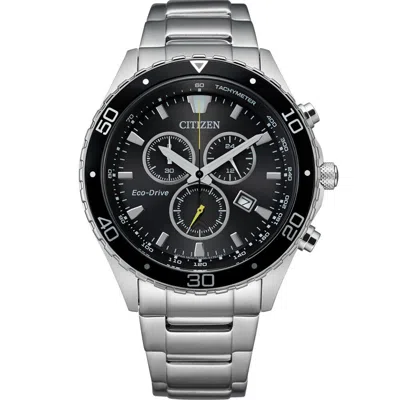 Pre-owned Citizen Eco Drive Man's Chronograph Weekender Black Dial Watch At2387-52e