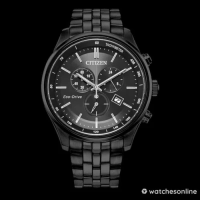 Pre-owned Citizen Eco-drive Men's Chronograph Date Indicator Black Watch 42mm At2145-86e