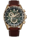 Citizen Mens Chronograph Brown Leather Strap Watch Cb5919-00x In Gold