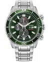 Citizen Promaster Mens Chronograph Silver Tone Stainless Steel Bracelet Watch Ca0820-50x In Silver-tone