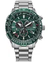 Citizen Promaster Mens Chronograph Silver Tone Stainless Steel Bracelet Watch Ca0820-50x In Silver-tone