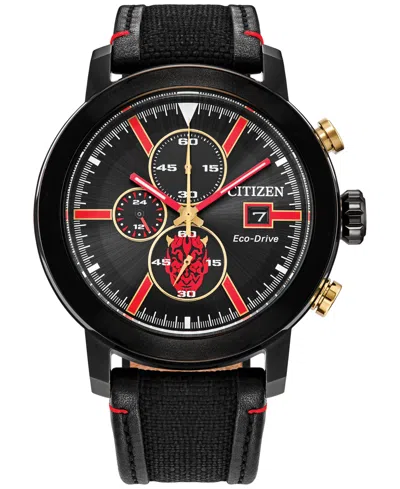 Citizen Eco-drive Men's Chronograph Star Wars Darth Maul Mastermind Black Nylon & Leather Strap Watch 44mm