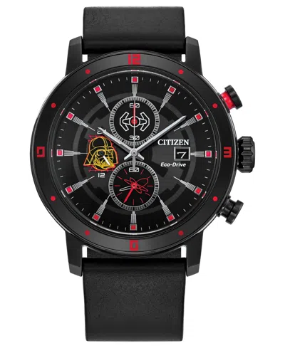 Citizen Eco-drive Men's Chronograph Star Wars Darth Vader Black Leather Strap Watch 44mm
