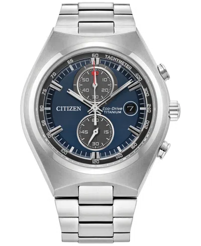 Citizen Eco-drive Men's Chronograph Weekender Silver-tone Titanium Bracelet Watch 43mm, Created For Macy's