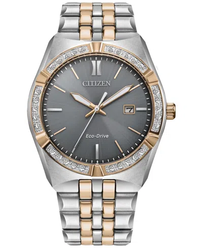 Citizen Eco-drive Men's Corso Diamond (1/10 Ct. T.w.) Two-tone Stainless Steel Bracelet Watch 40mm In No Color