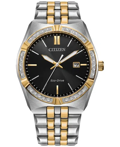 Citizen Eco-drive Men's Corso Diamond (1/10 Ct. T.w.) Two-tone Stainless Steel Bracelet Watch 40mm In No Color