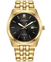 Citizen Mens Gold Tone Stainless Steel Leather Bracelet Watch Bm7333-85e In No Color