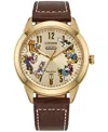 Citizen Eco-drive Men's Disney Brown Leather Strap Watch 41mm In No Color
