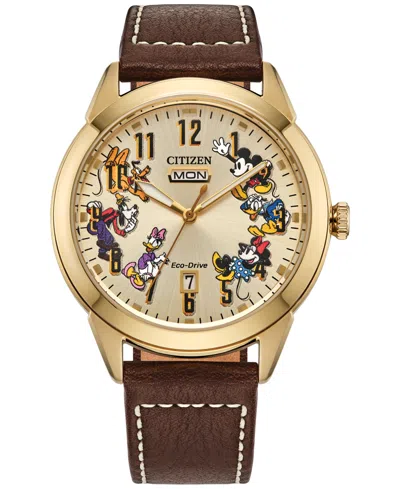 Citizen Eco-drive Men's Disney Brown Leather Strap Watch 41mm In No Color