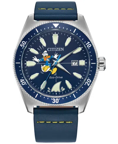 Citizen Eco-drive Men's Donald Duck Blue Leather Strap Watch 42mm