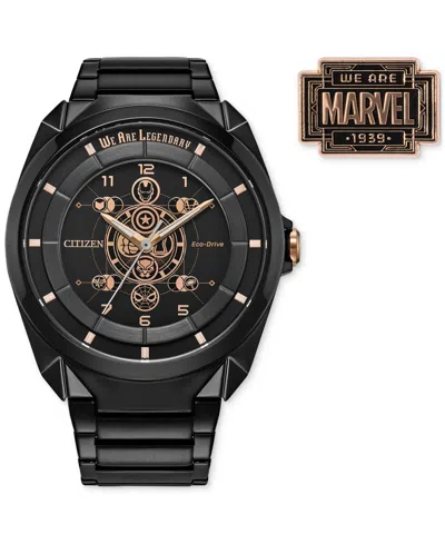 Citizen Eco-drive Men's Marvel Legends 85th Anniversary Black-tone Stainless Steel Bracelet Watch 43mm Boxed