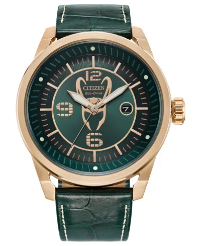 Citizen Eco-drive Men's Marvel Loki Green Leather Strap Watch 45mm