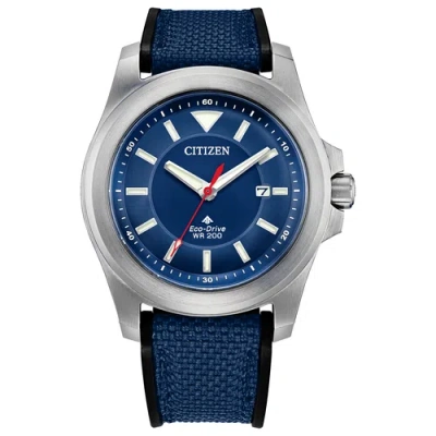 Pre-owned Citizen Eco-drive Men's Promaster Date Blue Dial Nylon 42mm Watch Bn0211-17l
