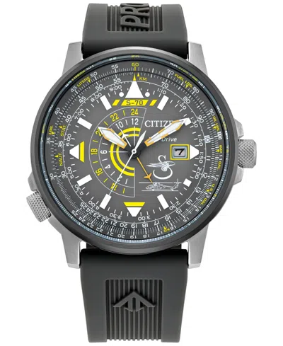Citizen Eco-drive Men's Promaster Nighthawk Sikorsky Gray Rubber Strap Watch 42mm In Transparent
