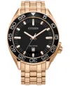 Citizen Sport Luxury Mens Rose Goldtone Stainless Steel Bracelet Watch Aw1773-55e In Rose Gold-tone