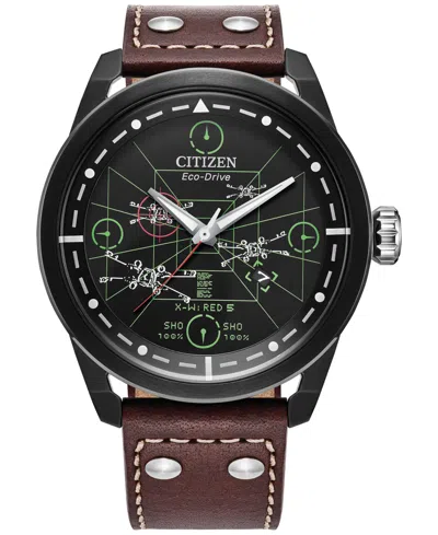 Citizen Eco-drive Men's Star Wars X-wing & Tie Fighter Brown Leather Strap Watch 45mm