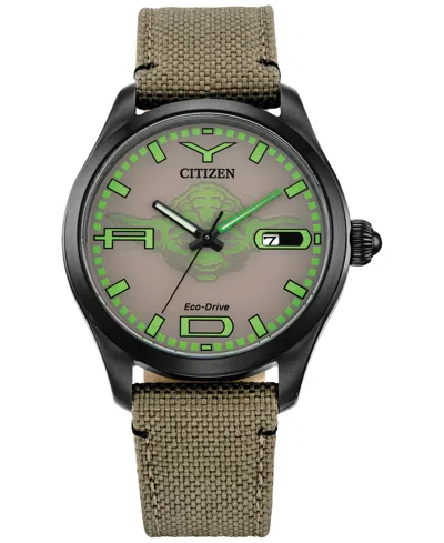 Citizen Eco-drive Men's Star Wars Yoda Beige Nylon Strap Watch 42mm
