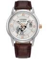 CITIZEN ECO-DRIVE MEN'S STEAMBOAT WILLIE 1928 BROWN LEATHER STRAP WATCH 40MM