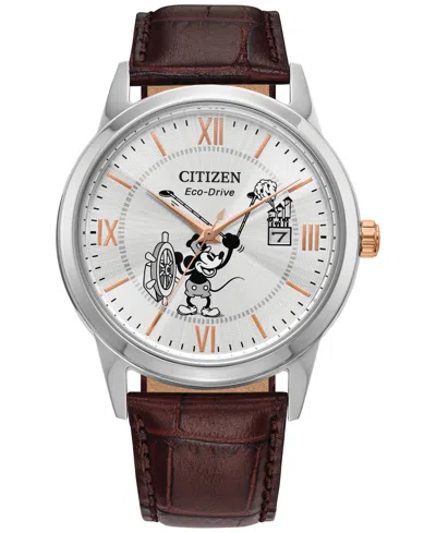 Citizen Eco-drive Men's Steamboat Willie 1928 Brown Leather Strap Watch 40mm In No Color