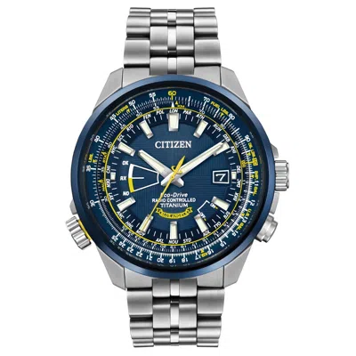 Pre-owned Citizen Eco-drive Men's Watch Blue Angels World At All Titanium Cb0147-59l