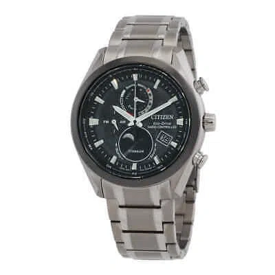Pre-owned Citizen Eco-drive Moon Phase Black Dial Men's Watch By1018-80e