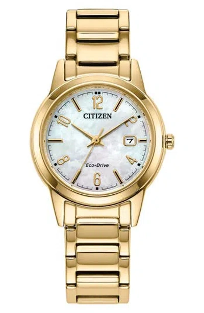 Citizen Eco-drive Mother-of-pearl Bracelet Watch, 29.4mm In Gold